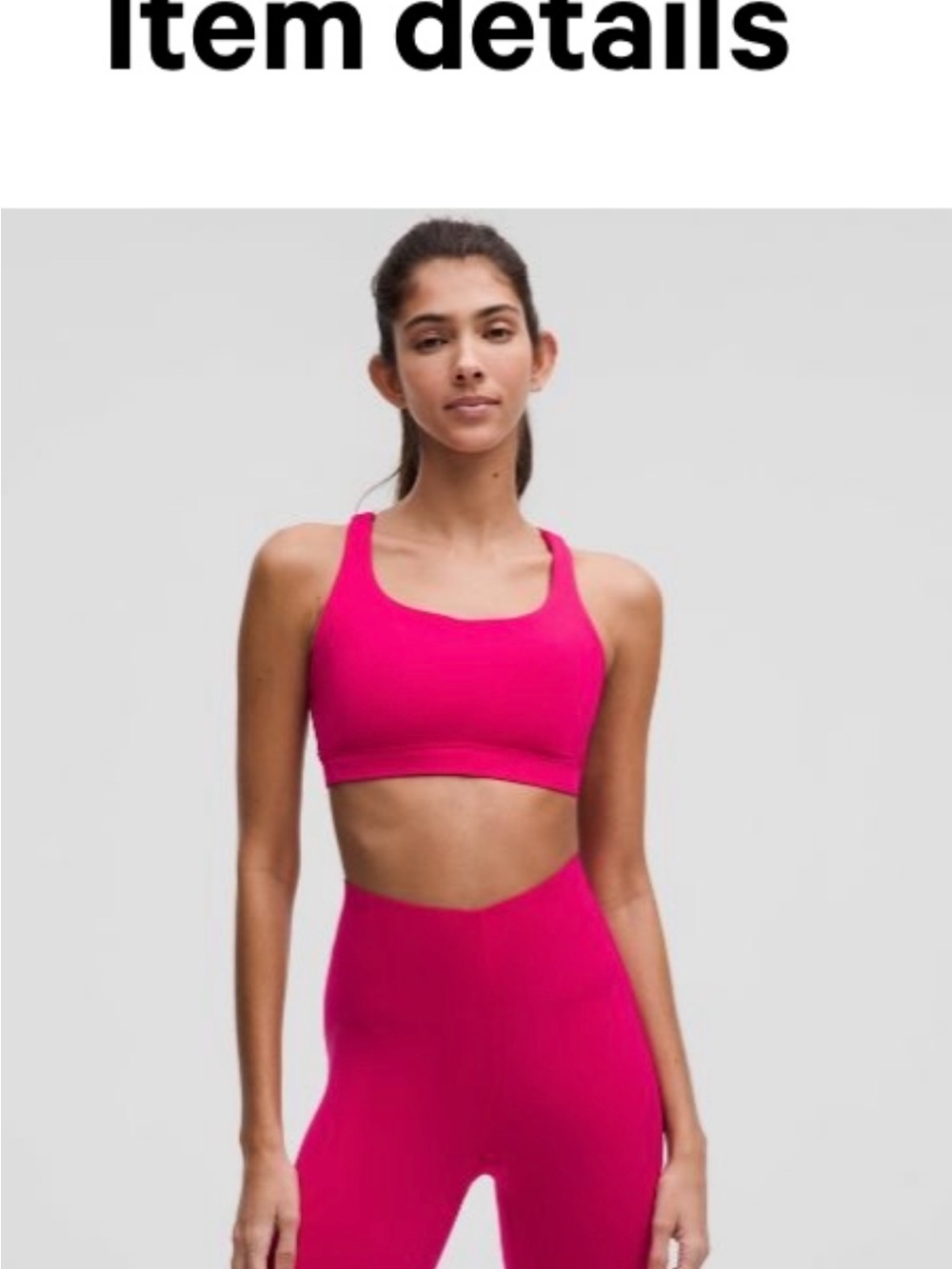 lululemon athletica Pink Sports Bra - size 6 color passionate